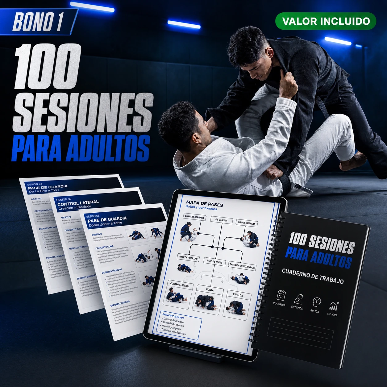 100 sesiones de jiu-jitsu para adultos